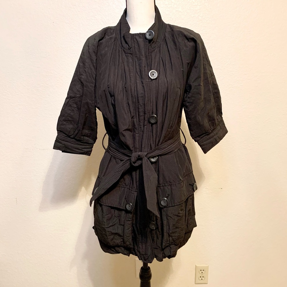 Vince Shimmering Sparkling Jacket Coat With 3/4 Sleeves Black Size XS - Picture 17 of 17